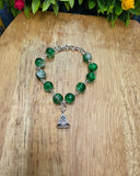 Green kids necklace with bracelet set
