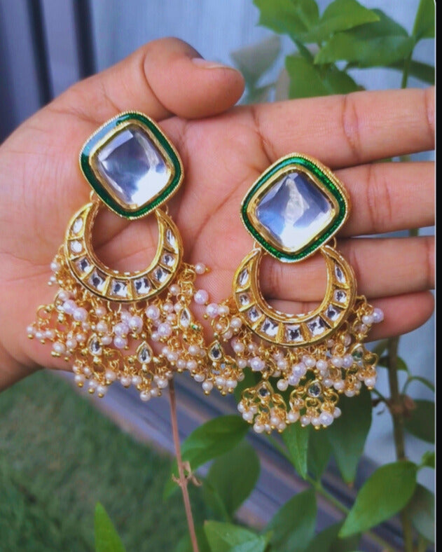 Kundan chandbali earrings