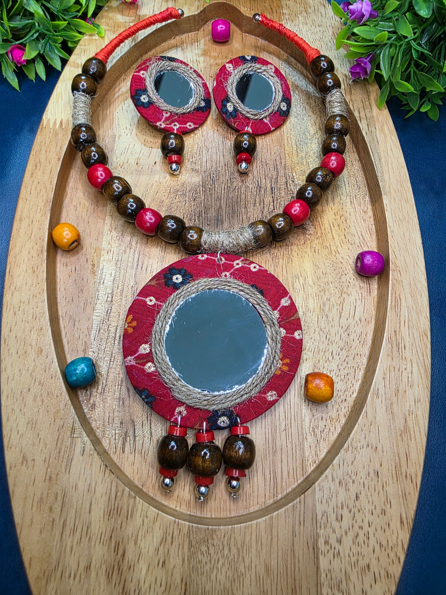 Boho Style Mirror Work Necklace