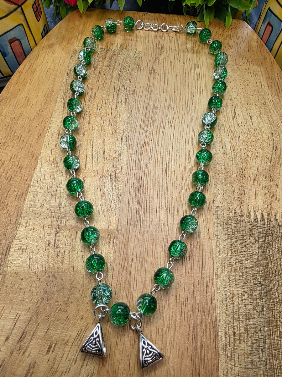 Green kids necklace with bracelet set
