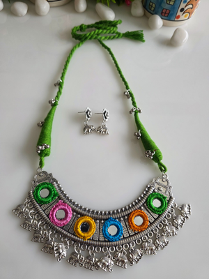 Silver hasli with elephant charms