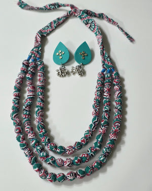 3 layers fabric beads necklace