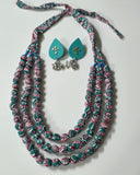 3 layers fabric beads necklace
