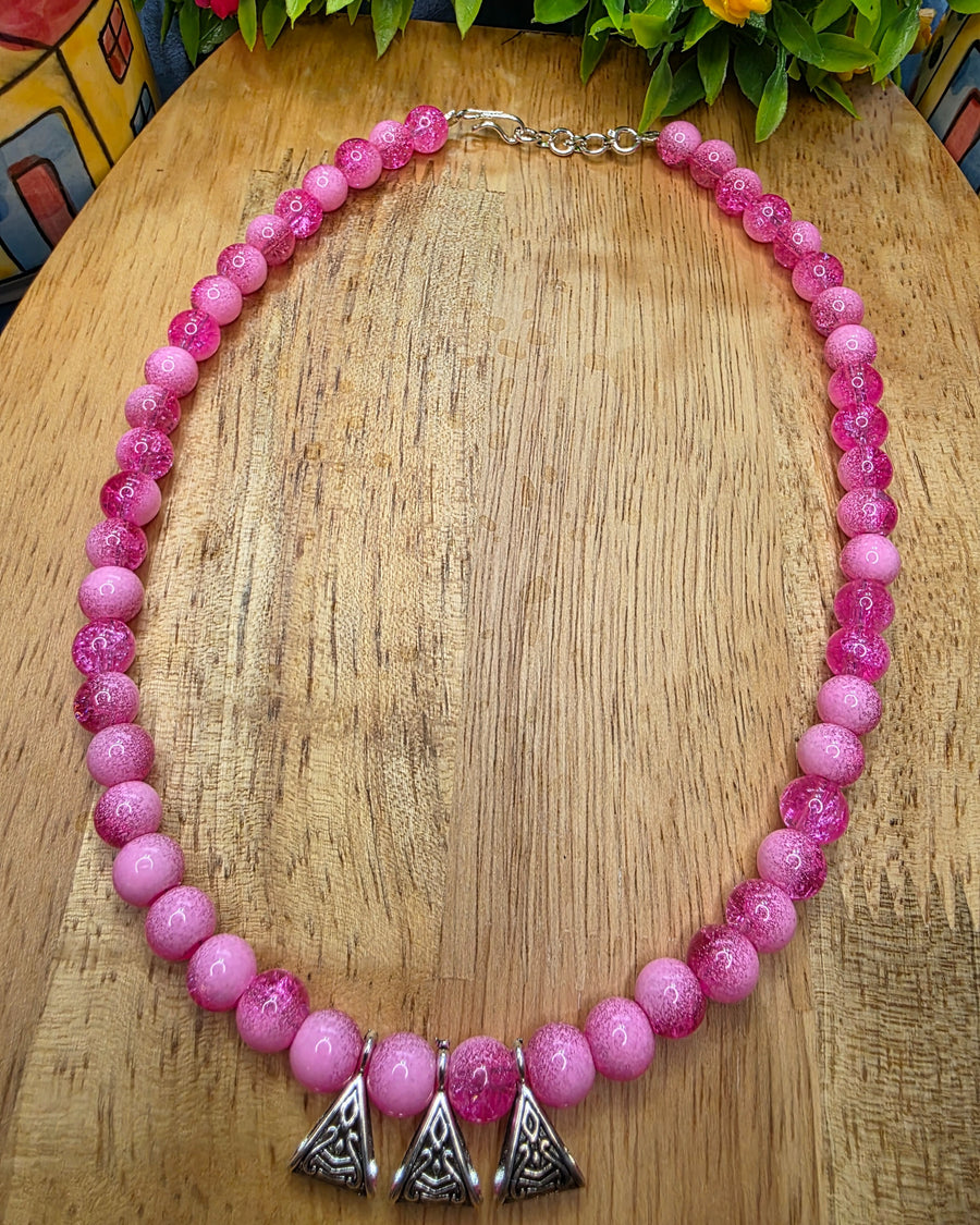 Pink Kids necklace with bracelet set