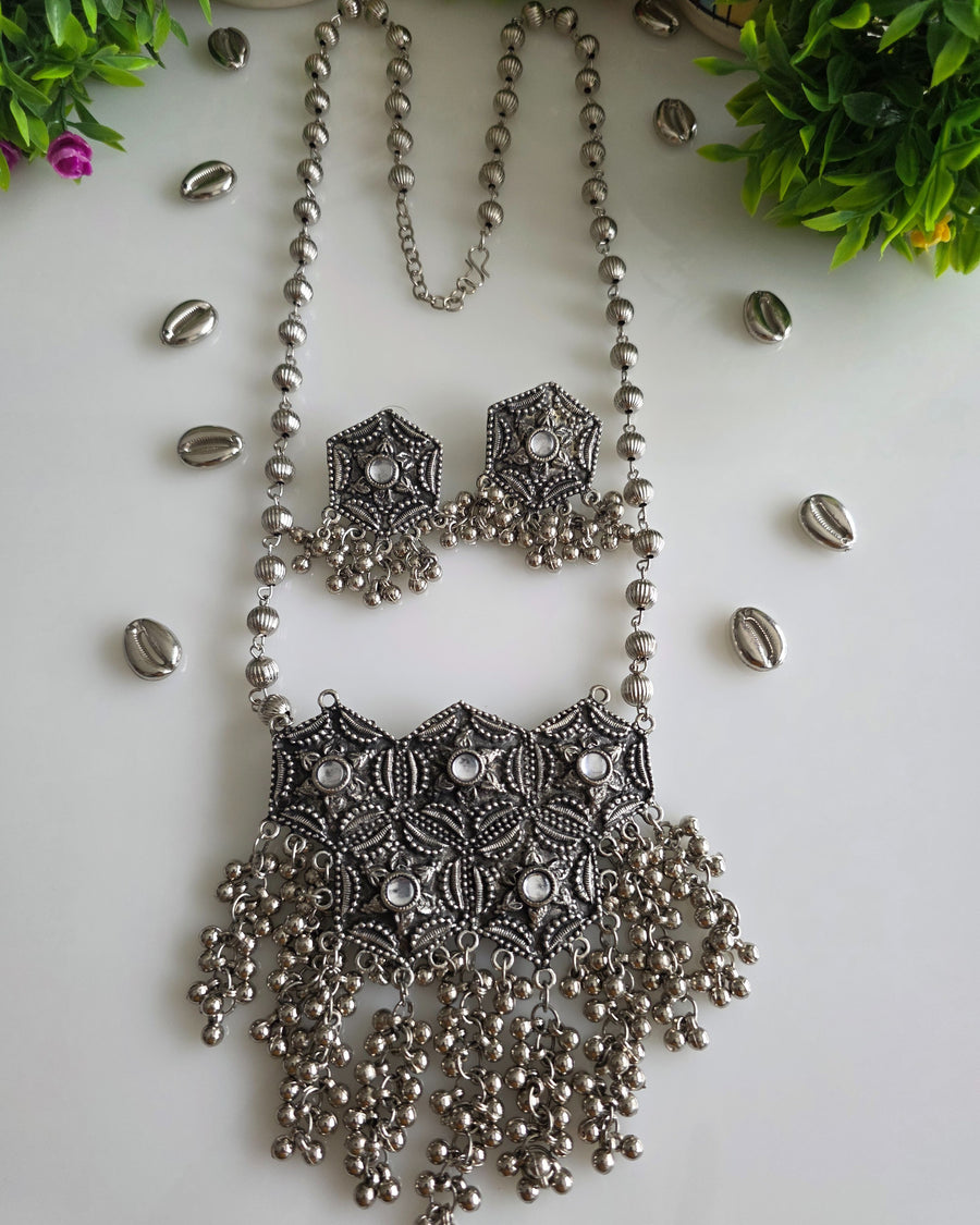 Boho Style German Silver Statement Necklace