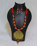 Red thread antique pendant necklace