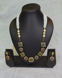 Green jadau onyx beads mala set