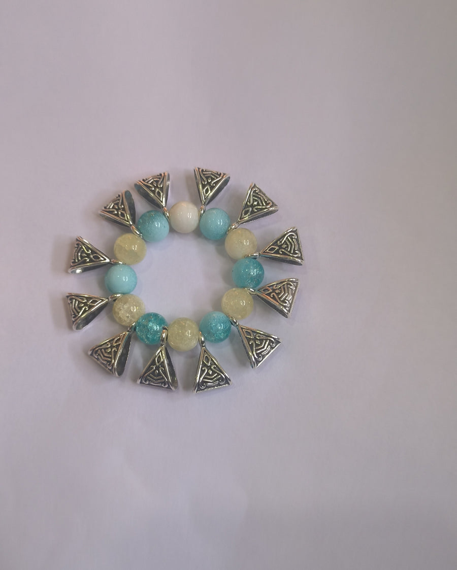 Crackle beads with oxidised charms