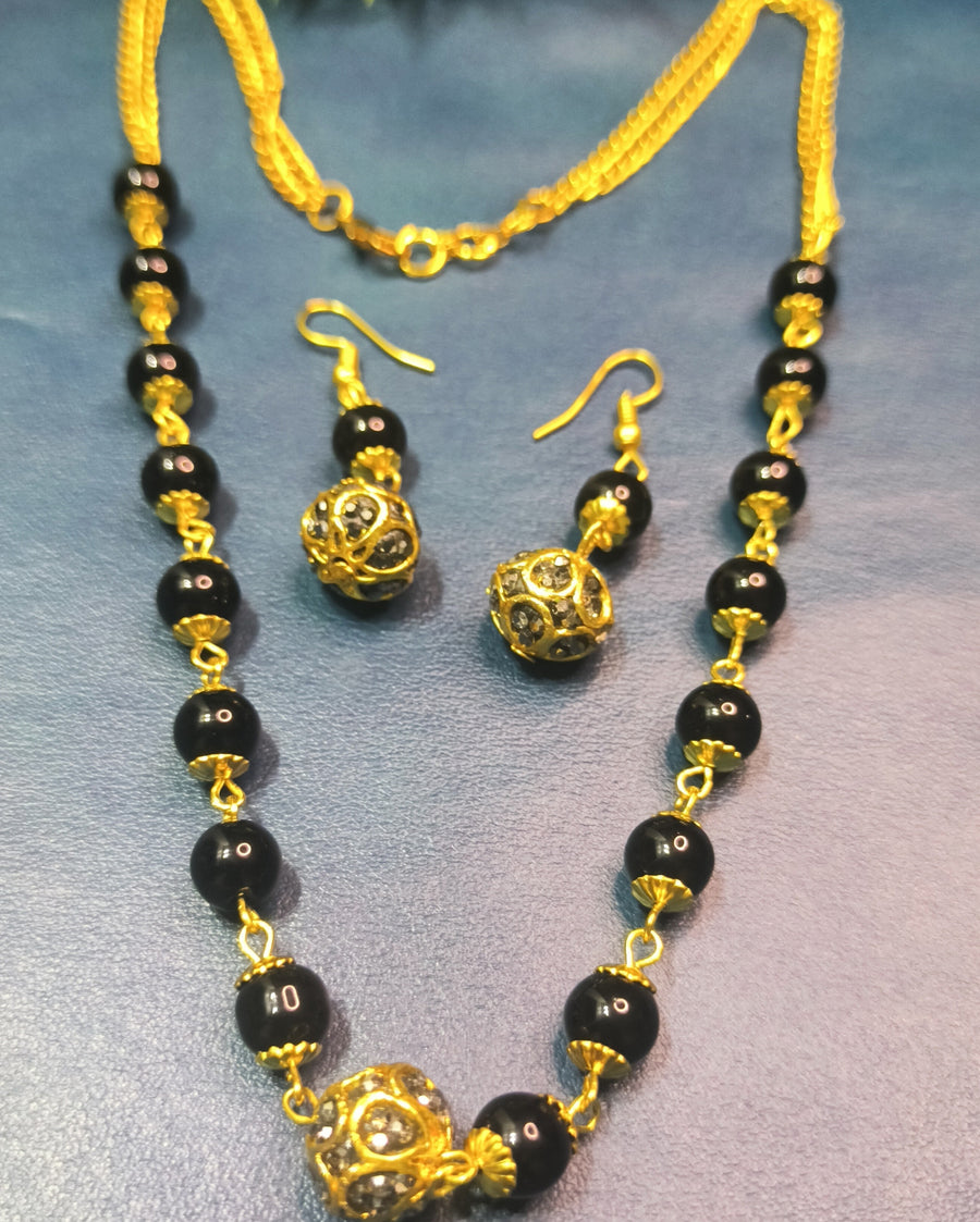 Black ball chain mala