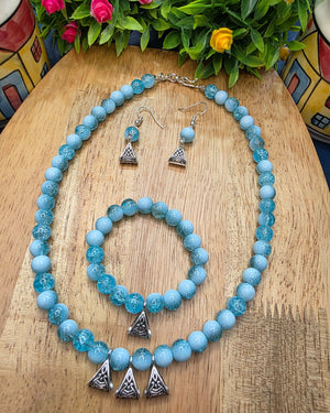 SKY Blue Bliss – Necklace, Bracelet & Earrings Set